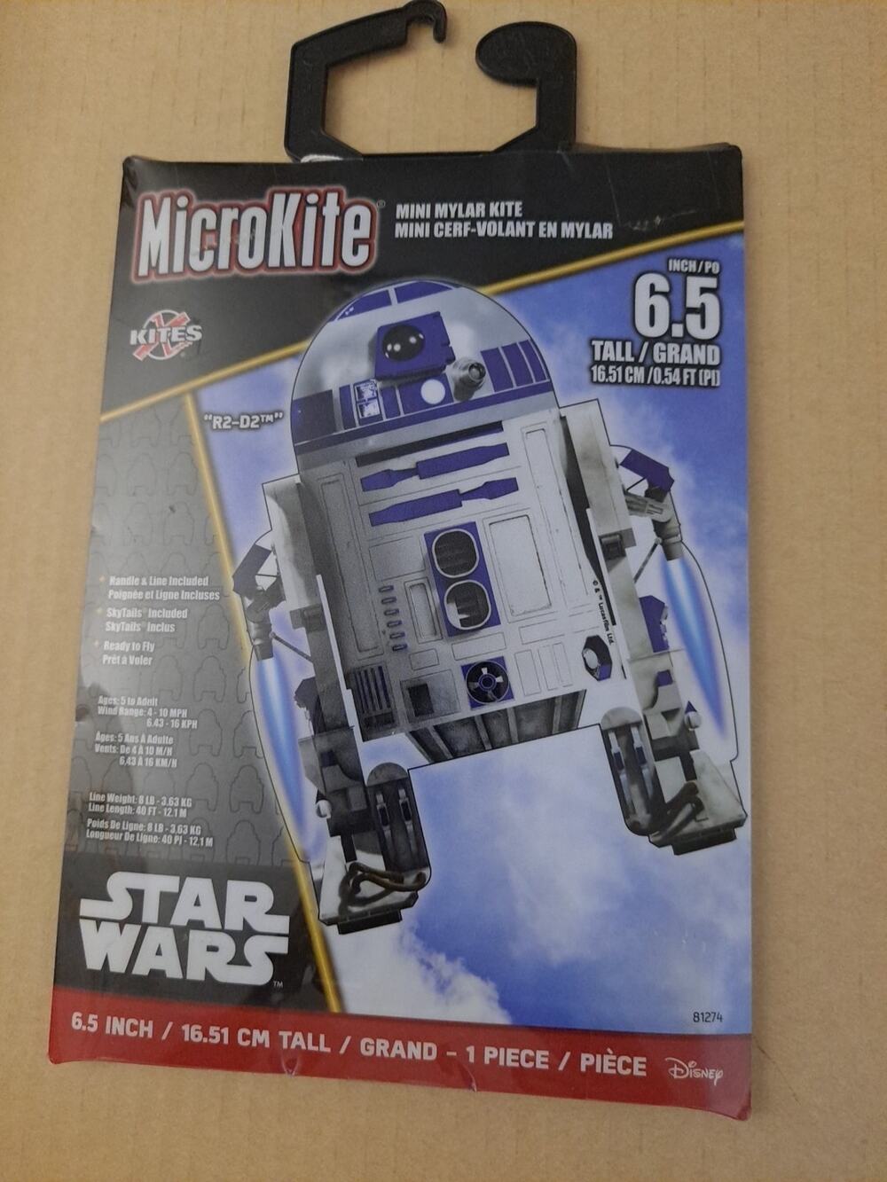 STAR WARS R2-D2 MINI Mylar Kite 6.5" NEW Ready To Fly MicroKite X Kites Disney